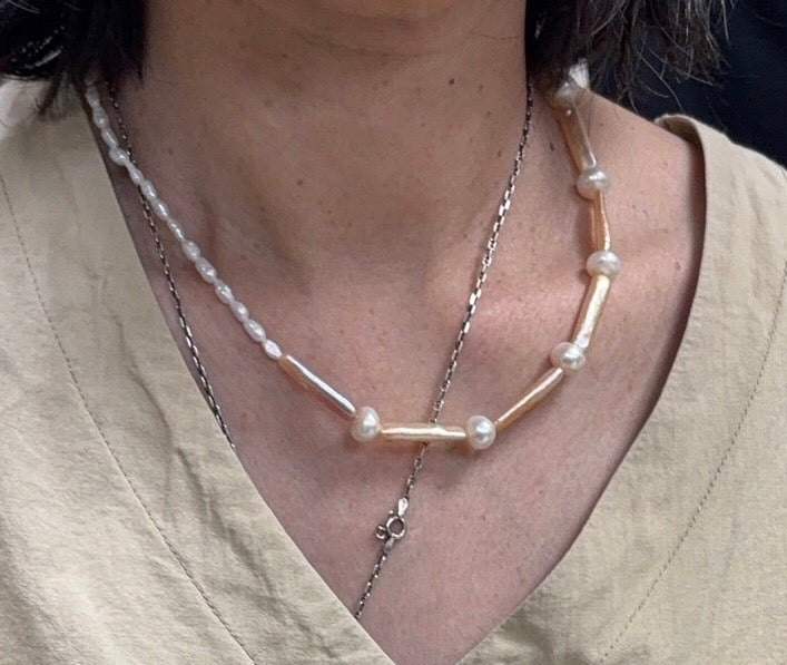 I am so special- baroque pearl asymmetrical necklace巴洛克淡水珍珠不對稱項鍊